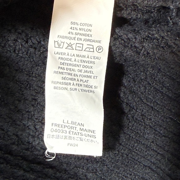 L.L. Bean Waffle Knit Turtleneck Sweater Womens 1X Black Side Zip 521539 - Picture 10 of 11